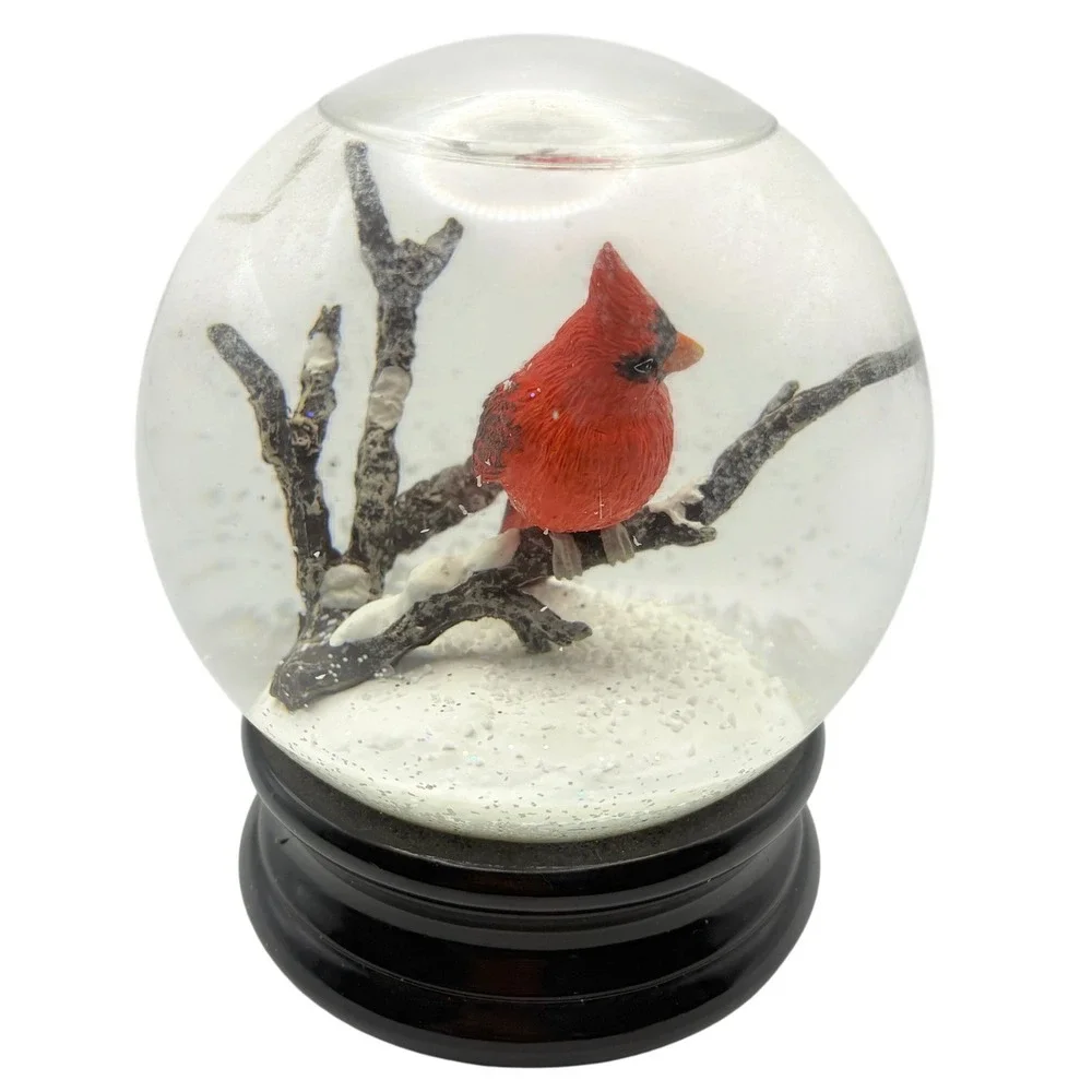 Gumps San Francisco Snow Globe Red Cardinal Bird Black Base 2012 Big Trike